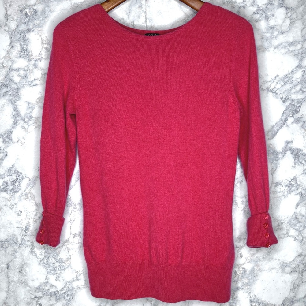 Privé 100% Cashmere 90s Pink Rib Knit Soft Lightweight Sweater Women’s Medium - Picture 2 of 6